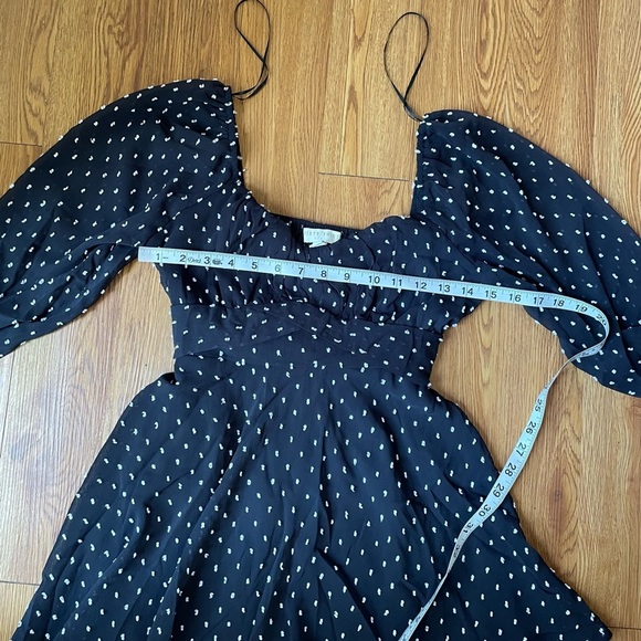 THIRTY/THIRTY LA Womens Fit & Flare Mini Long Sleeve Polka Dot Black Dress - Picture 9 of 10